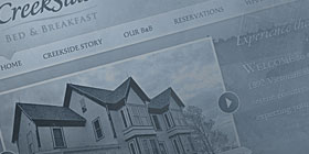 Screenshot of Creekside Bed and Breakfast website