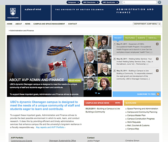 Screenshot of website