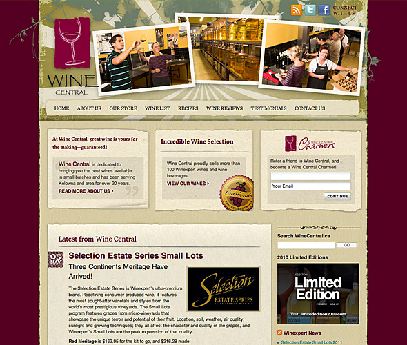 Screenshot of website